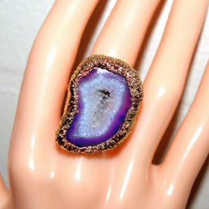 Purple Agate Statement Ring ~ Size 4.5
